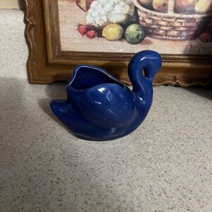 Elegant Blue Ceramic Swan Figurine